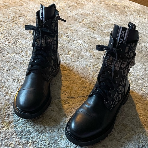 Dior Jacquard oblique combat boots size 8 - Picture 3 of 10